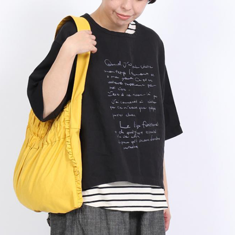 LAITERIE  リユールリネンプリント5分袖プルオーバー  /BK99 【日本製】